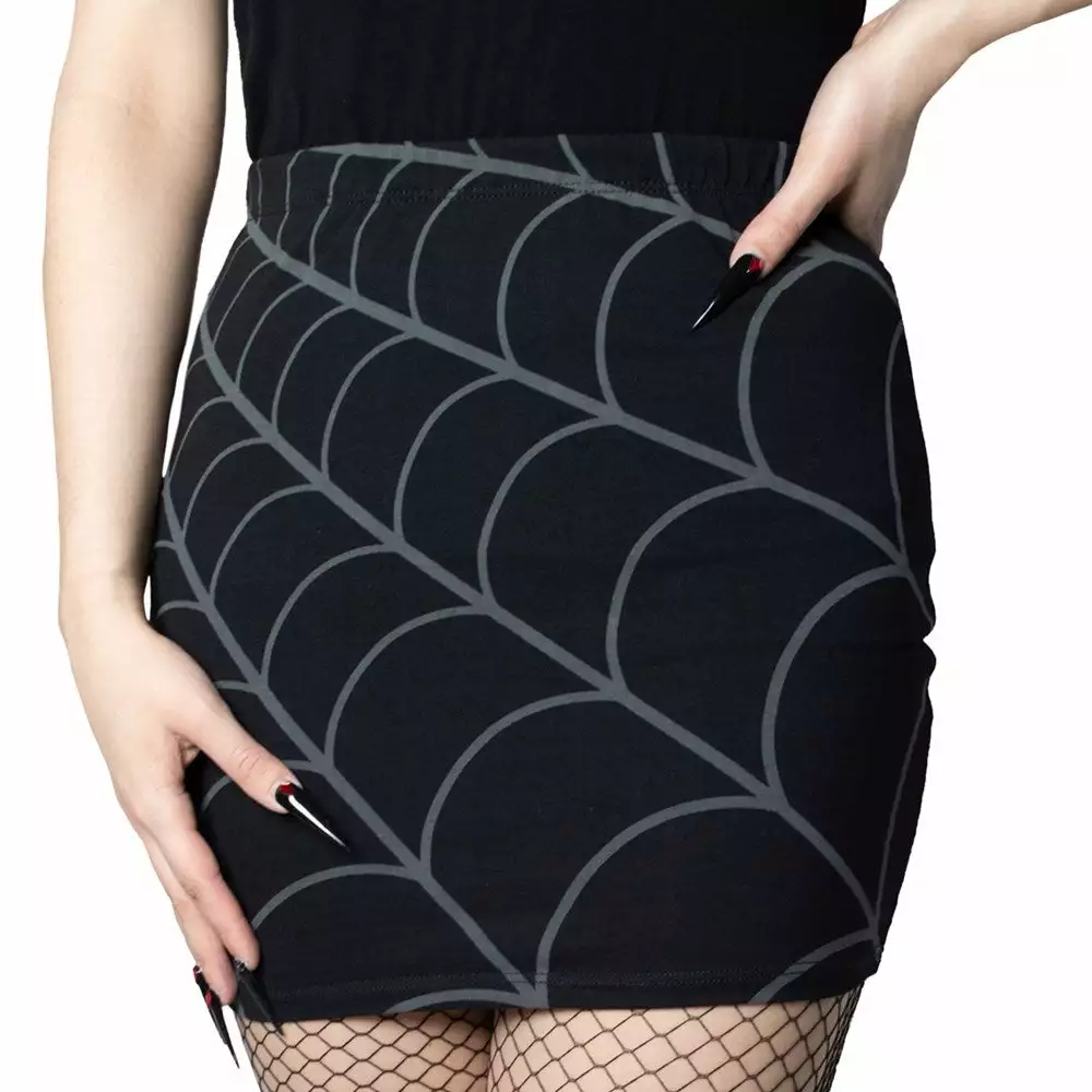 Kreepsville Spiderweb Mini Skirt Grey Women's 3 Kreepsville Spiderweb Mini Skirt Grey Women's